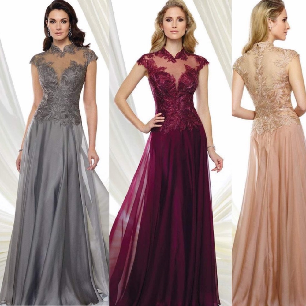 Montage by Mon Cheri mock neck gown dress
